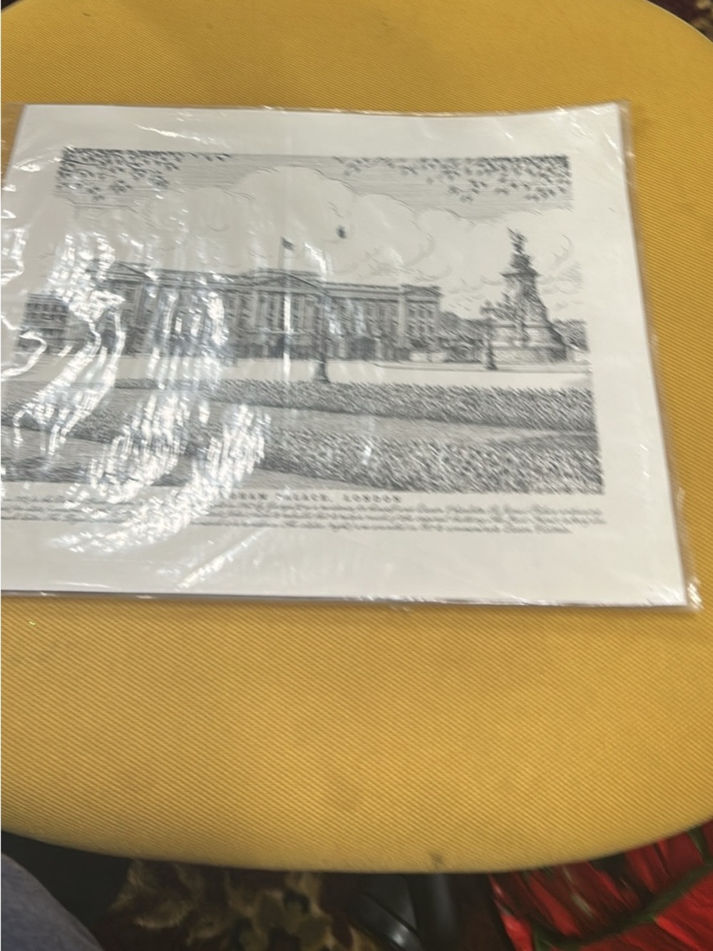 Vintage Buckingham Palace Art Print on Yellow Background
